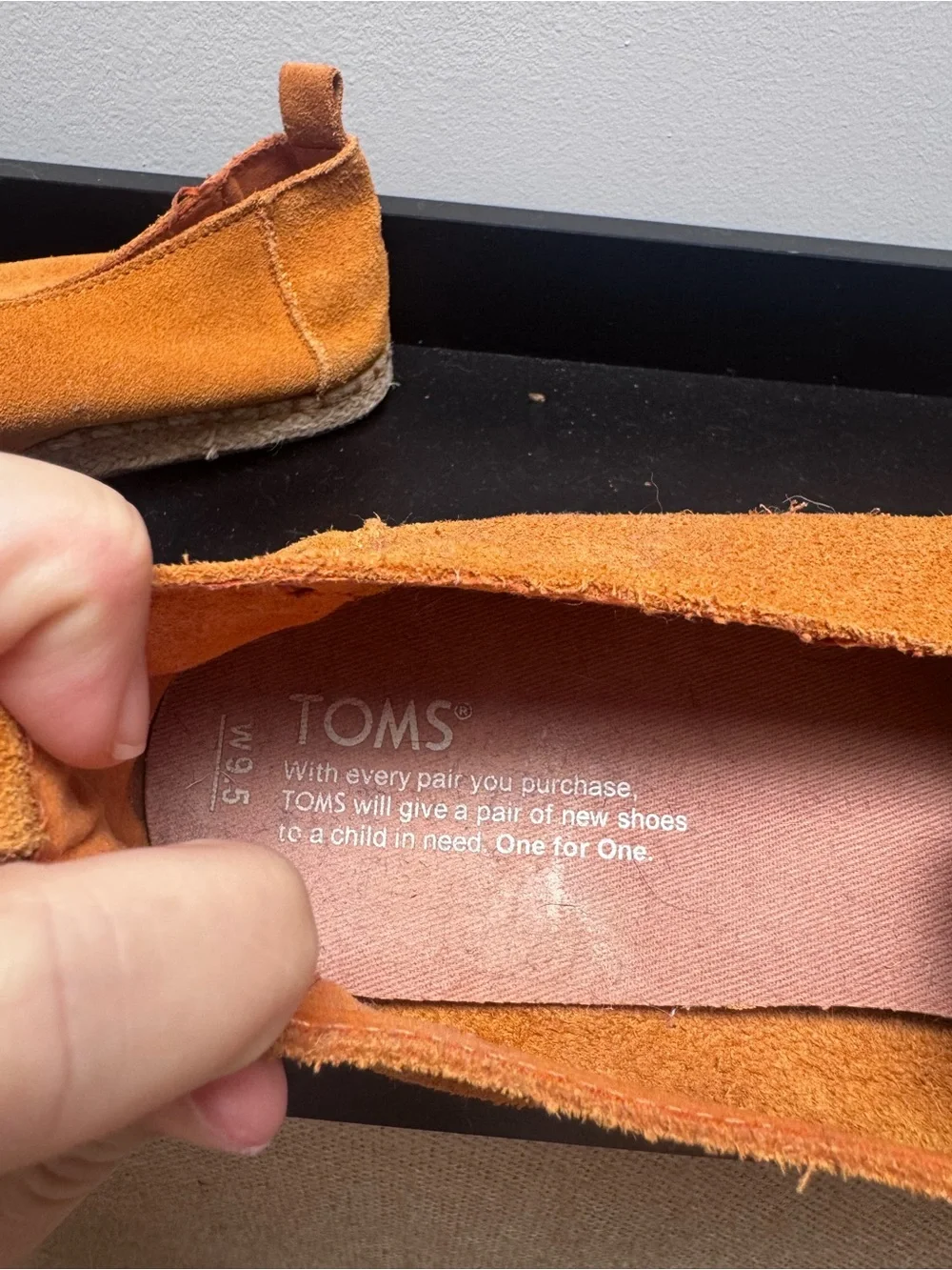 Toms Orange Suede Espadrille Flats with Tassel Detail